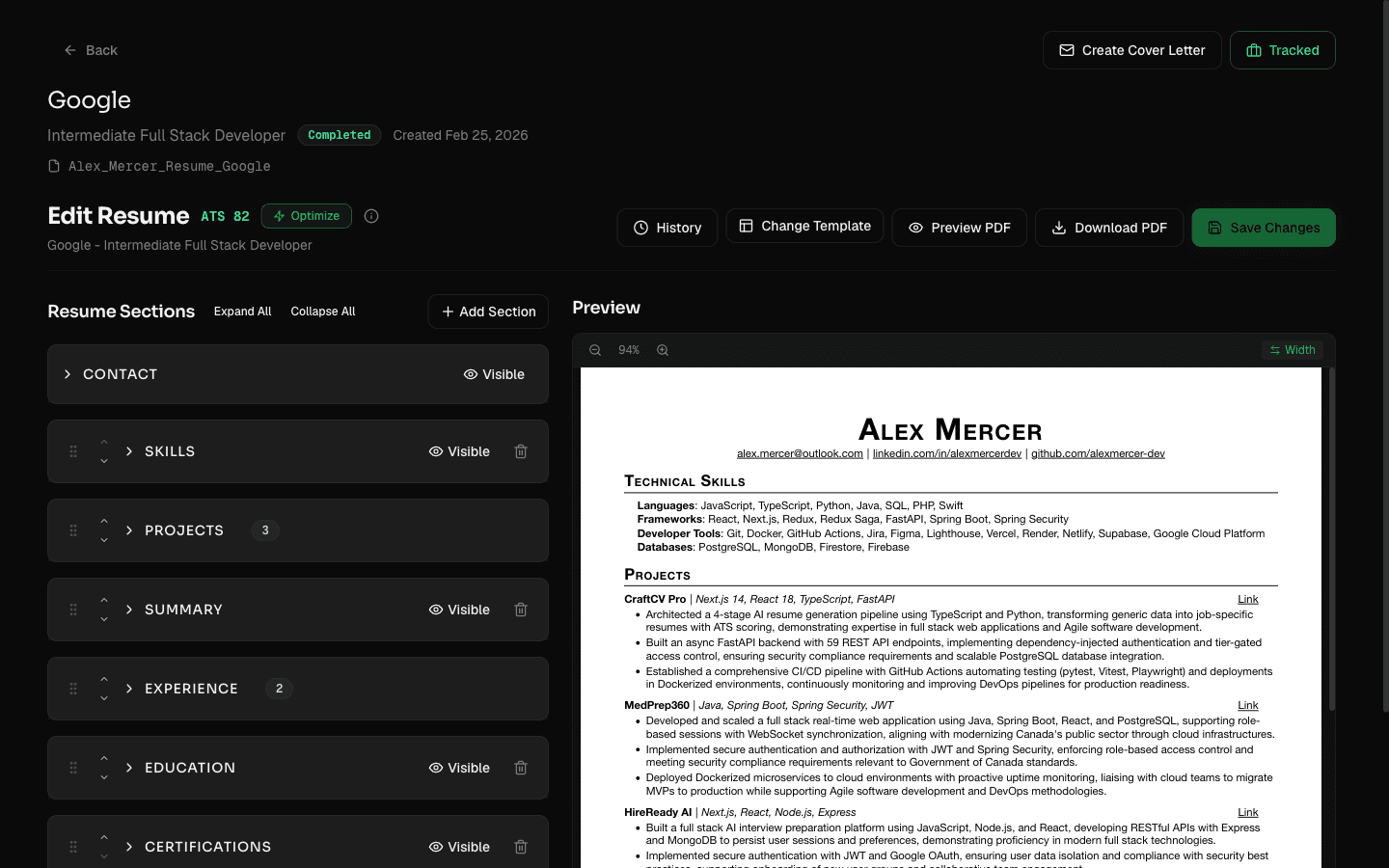 Tailored Resume